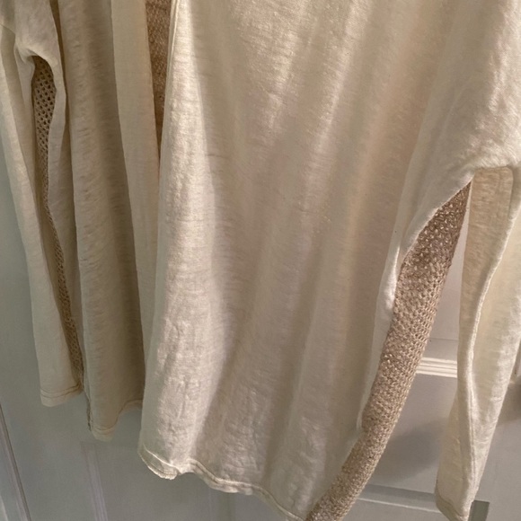 Anthro Sita Murt Linen Blend Open Weave Crochet Back 3/4 Sleeve Draped Cardigan - Picture 4 of 12